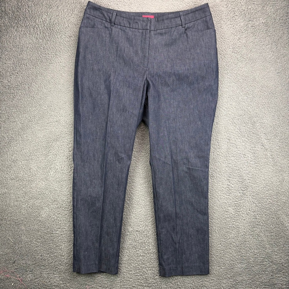212 Collection Womens Natural Fit Dark Wash Denim Trousers Size 12 Indigo Blue